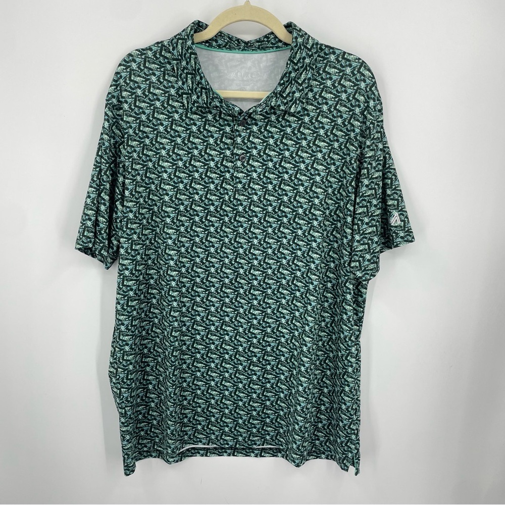 Maelreg performance‎ golf Polo Shirt green print Sz XL